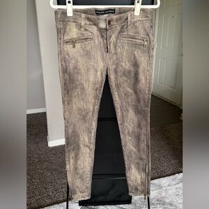 Ralph Lauren Limited Editions Women's Metallic Taupe Skinny Jeans